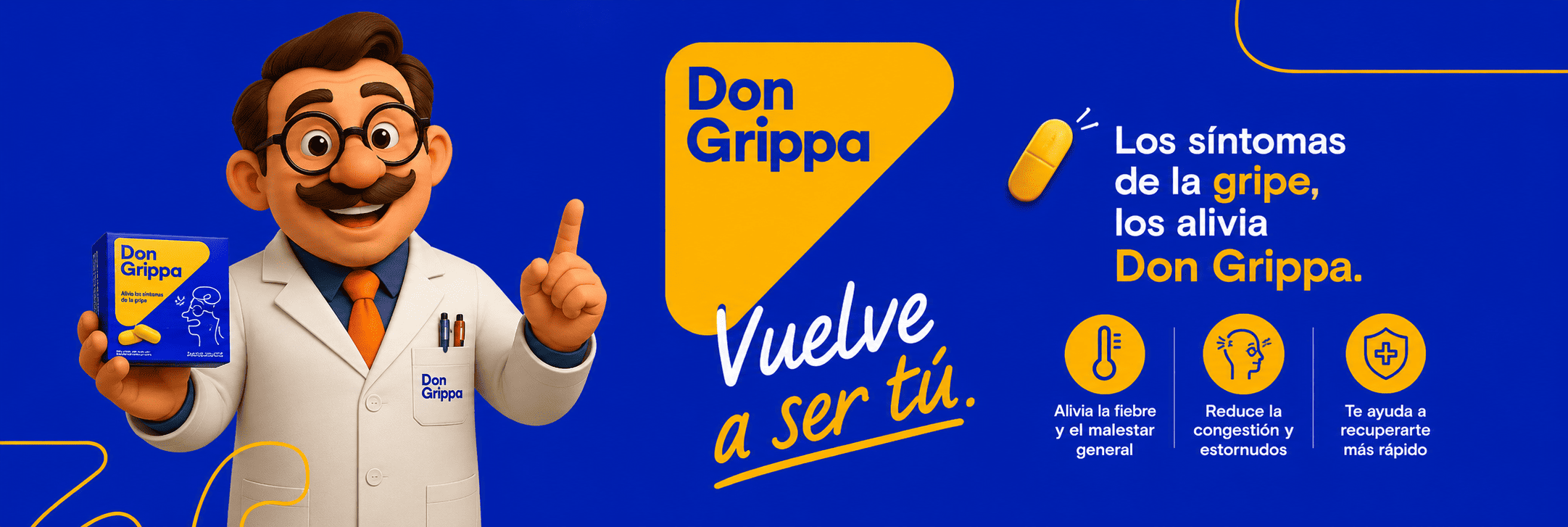 Si sientes que un camión te pasó por encima, toma Don Grippa y olvídate del resfrío.